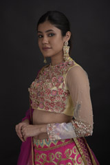 Pink 3D Floral Lehenga Set_DTR0681 copy